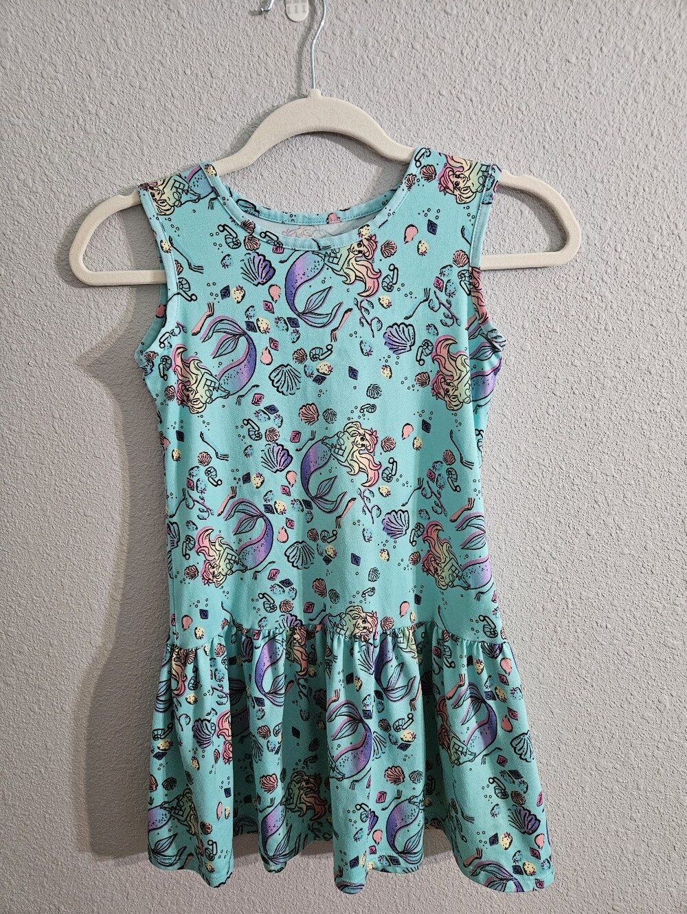 Disney Little Mermaid Print Girls Medium (7-8) Sleeveless Dress